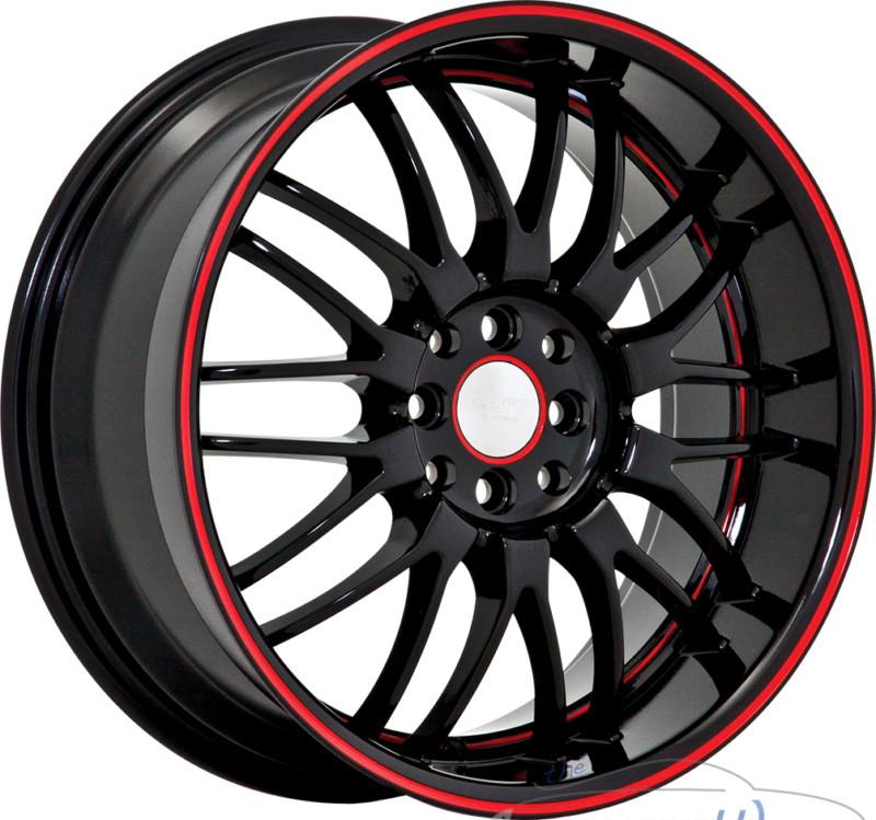 1 - 18x8 ruff r951 4x100 4x114.3 4x4.5 +45mm gloss black red rim wheel inch 18"