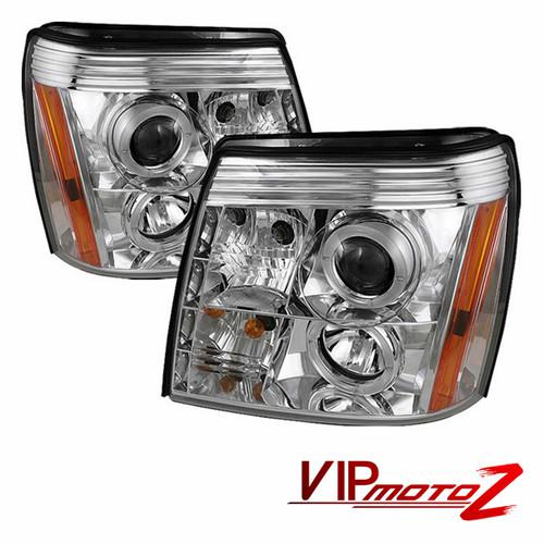 New euro chrome halo led drl hid projector headlight 03-06 cadillac escalade