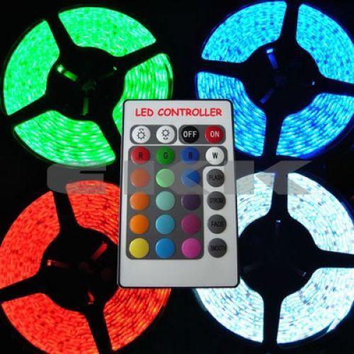 5m waterproof 24v 5050 smd rgb 300 led strip + ir remote controller +tracking