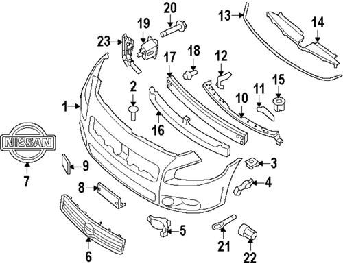 Nissan oem 620789n00a front bumper & grille-closure panel