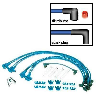 Moroso spark plug wires w/ looms blue max spiral core 8mm blue 90 deg boots sbc