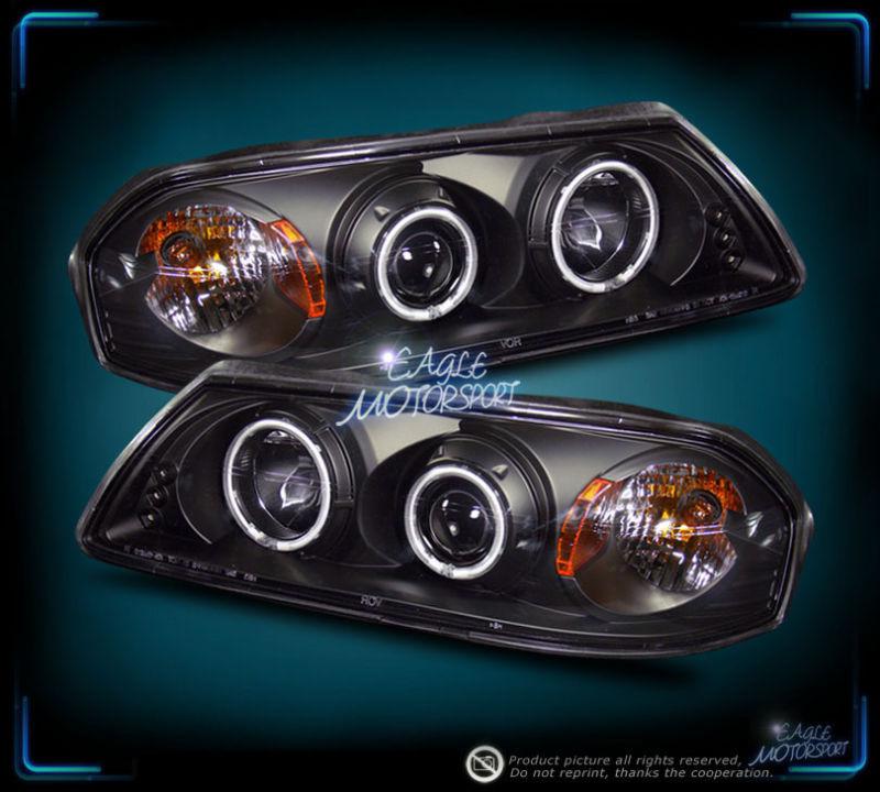 2000-2005 chevy impala dual ccfl halo ring projector led black headlights