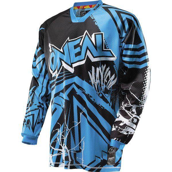 Black/blue s o'neal racing mayhem roots vented jersey 2014 model