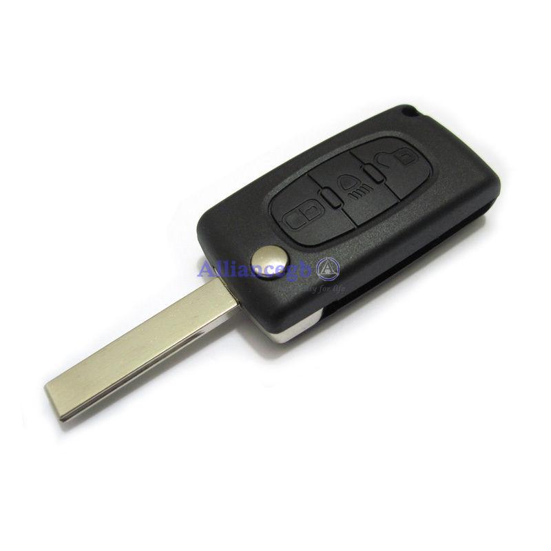 Flip remote key case fob  for citroen c2 c3 c4 c5 c6 light symbol 3 buttons 