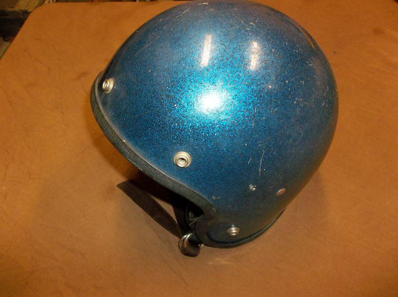 Vintage  70's ls-4150 size medium metal flake blue motorcycle helmet