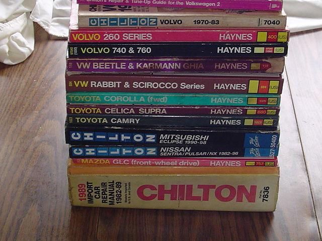 Lot of 13 import repair manuals chilton's haynes 1954-1998 toyota volvo vw mazda