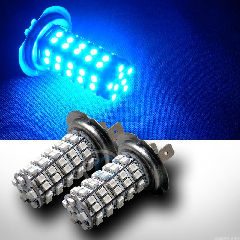 2pc super blue h7 68x 3528 smd/smt led car bumper fog/driving light lamp bulbs