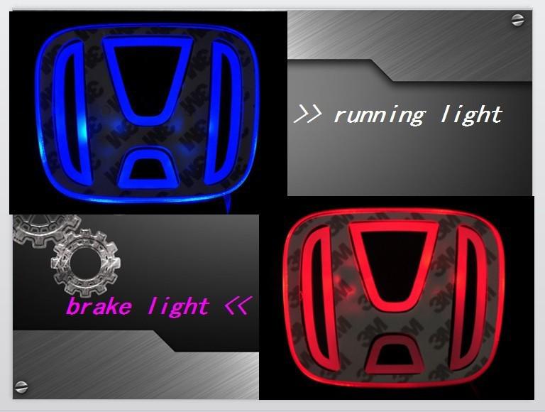 Led car decal logo light badge emblem backlight for honda accord 08 blue to red