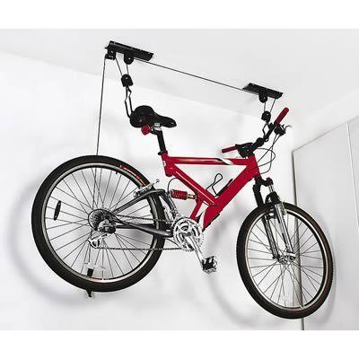 Ote garage bike hoist handlebars and seat hooks pulley system rope lock ea