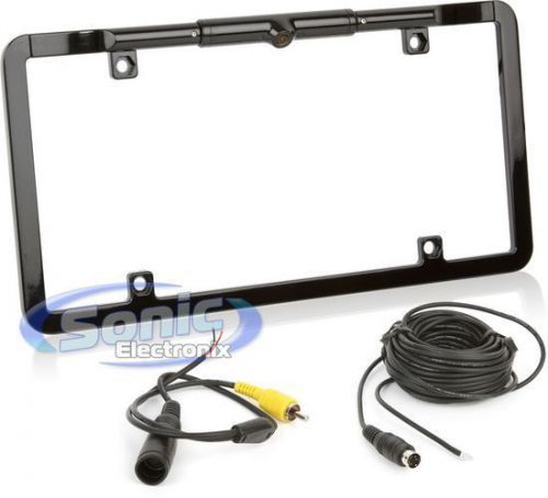 Boyo vision vtl375 black metal license plate frame rearview backup color camera