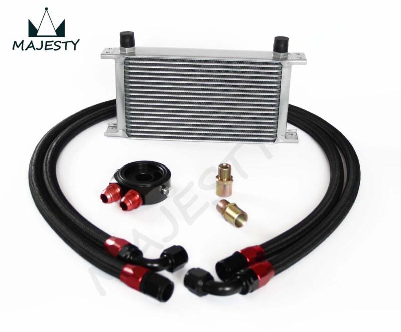 19 row an-10an universal engine transmission oil cooler + filter kit black