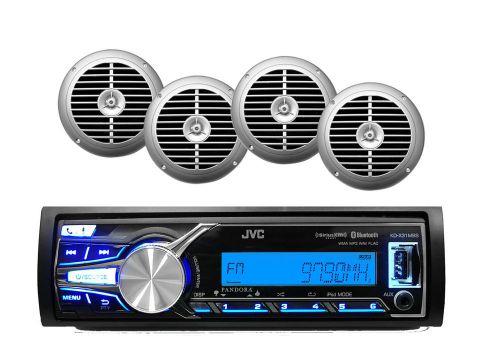 Jvc kd-x31mbs marine boat/car usb aux bluetooth receiver, 4 silver 6.5&#034; speakers