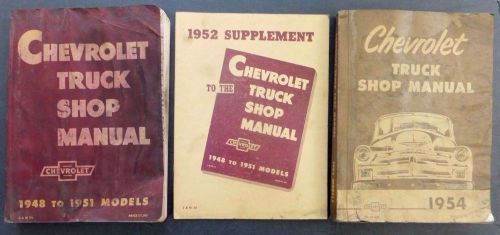 Orig chevy truck 1948 to 1951+1954 chevrolet shop service manual supplement lot