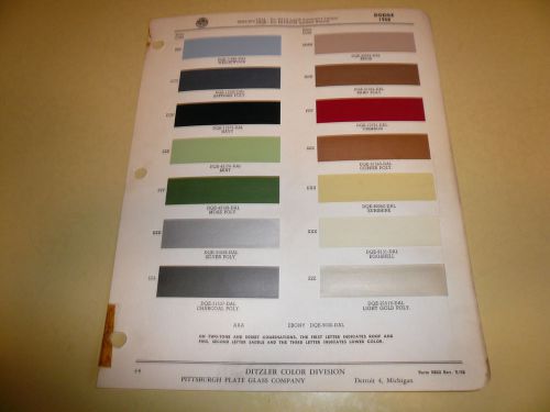 1958 dodge ditzler ppg color chip paint