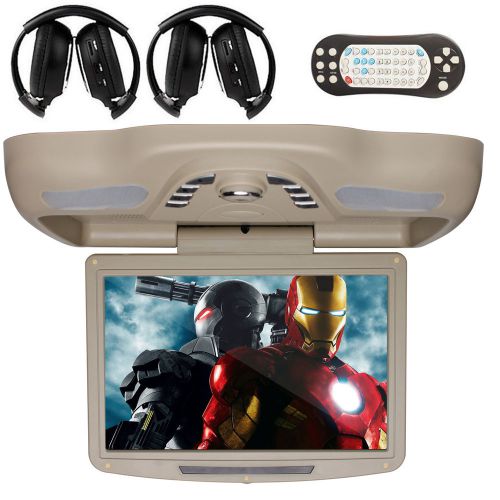 12.1&#034; hd lcd car roof mount flip down dvd player ir fm tv game+ free headphones