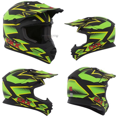 Mx helmet ckx tx-228 shock green/black mat xsmall off road dirt bike motocross