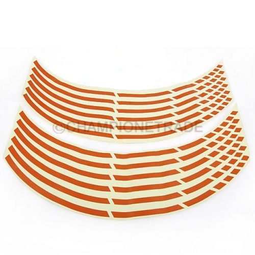 New orange reflective 16&#034;-18&#034;wheel rim tape stripe trim bike motor universal ct