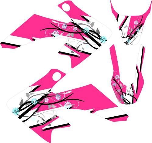 Girls honda crf 50 graphics decal sticker kit crf50 pink flower 2004-2012