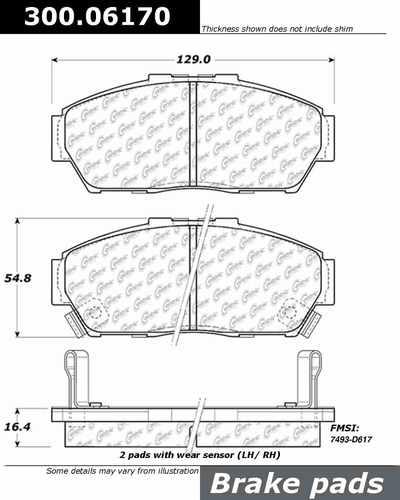 Centric 300.06170 brake pad or shoe, front-premium semi-met pads w/shims