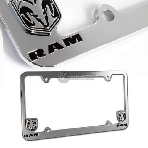 Dodge ram chrome metal license plate frame officially licensed
