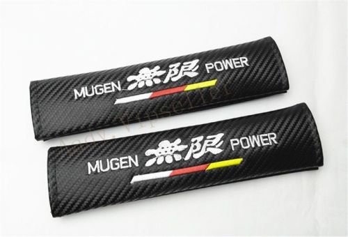 2pcs car mugen power carbon fiber embroidery seat belt cushion shoulder pads