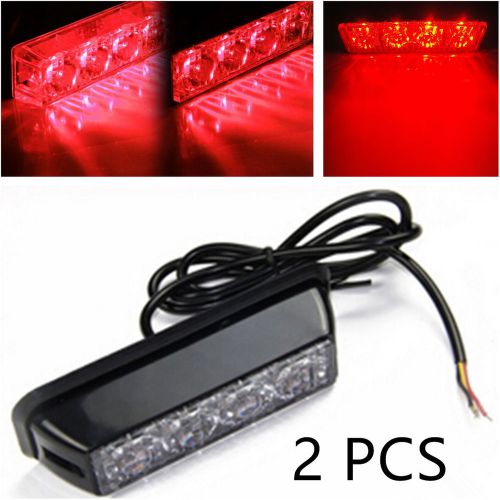 2x red 4-led weatherproof suv 4x4 emergency dash warning strobe pilot lamp light