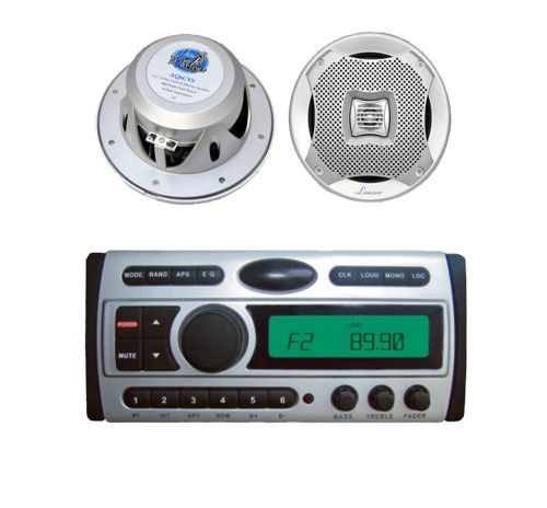 New pyle am/fm/cd/cdr/mp3/marine player + 2-6.5&#034; lanzar silver 2-way speakers