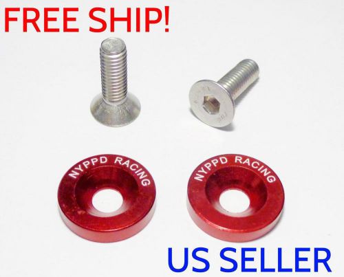 Nyppd red 2x 10mm m6x15 engine bumper fender trunk head light tag washer bolts