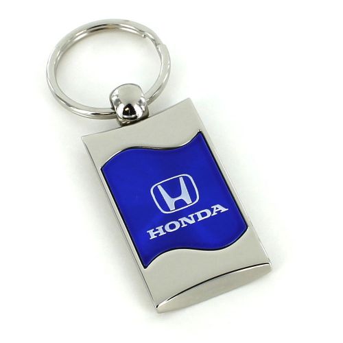 Honda blue spun brushed metal key ring