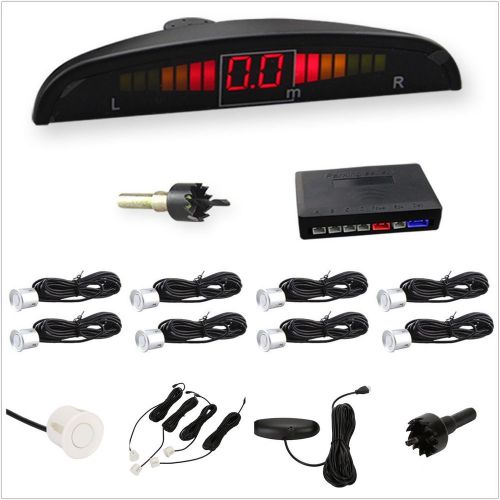 Sell White Universal 8 Parking Sensors LED Display Car Reverse Backup ...