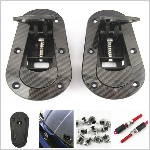 Car front engine cover locking racing mount bonnet plus flush hood latch black