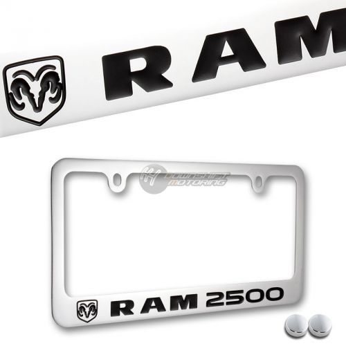 Dodge ram 2500 logo chrome brass metal license plate frame  w/ screw caps new!!