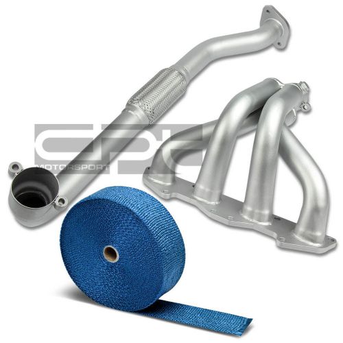 For 2g eclipse/talon/avenger 2.0 nt ceramic coated exhaust header+blue heat wrap