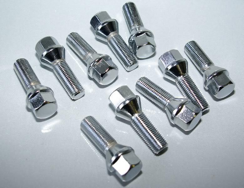 Vw longer wheel bolts studs - full 10 pc bolt set 45mm 14x1.5 conical 17mm head