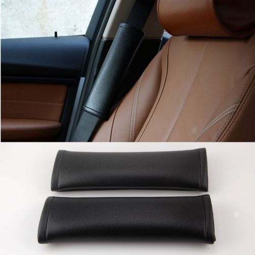 2x universal interior leather seat belt shoulder pads cover decoration car black