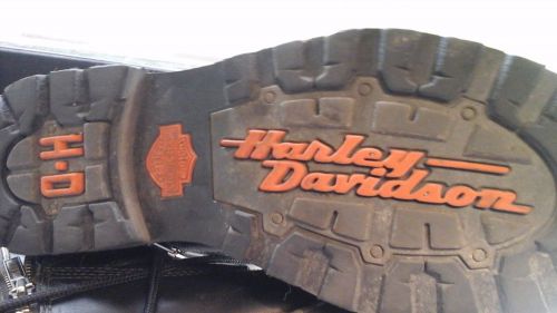 Rare harley davidson men&#039;s sz 10 black leather zip up lace up coolest logo soles