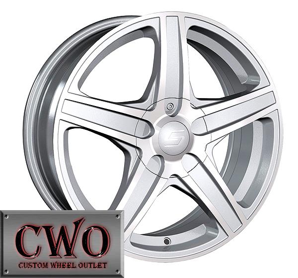 16 silver sacchi s48 rims 5x112/5x120 5 lug jetta gti a4 bmw 1 3 series cts cwo