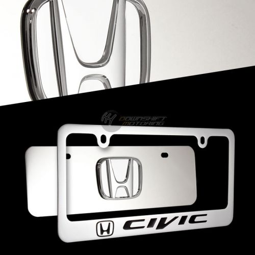 Honda civic 3d mini front + rear mirror stainless steel license plate frame set