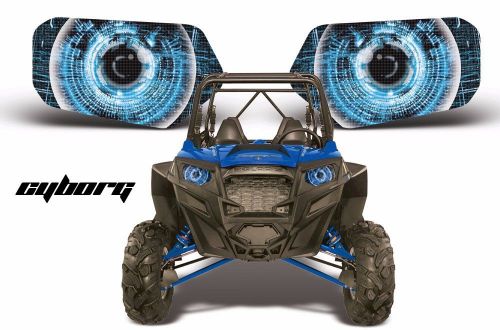 Amr racing polaris rzr 800/900 utv headlight graphics eye sticker decals cybrg u