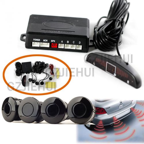 Car parking rear reverse 4 sensors buzzer radar led display audio alarm warning