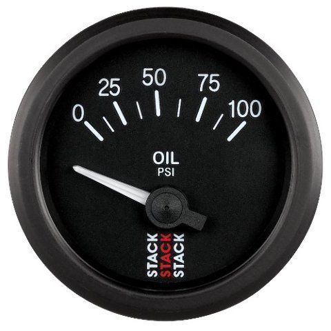 Stack st3202 black 52mm 1/8&#034; nptf 0-100 psi electric oil pressure gauge