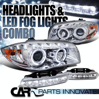 07-13 e82/e88 us ver coupe/convertible chrome projector headlight+6-led fog lamp