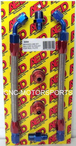 Aed braided fuel line kit for mallory &amp; holley regulator mounting bracket