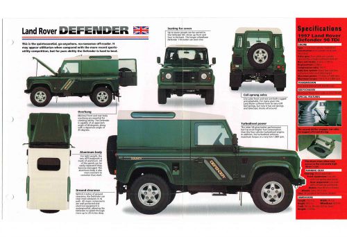 Land rover defender imp brochure: 1997,1996,1995,