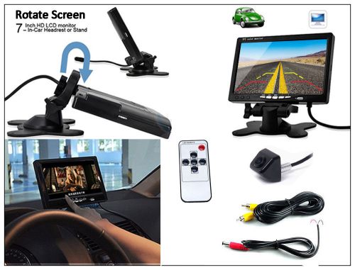 7&#034; tft lcd car rear view monitor + 170° coms backup reverse camera waterproof