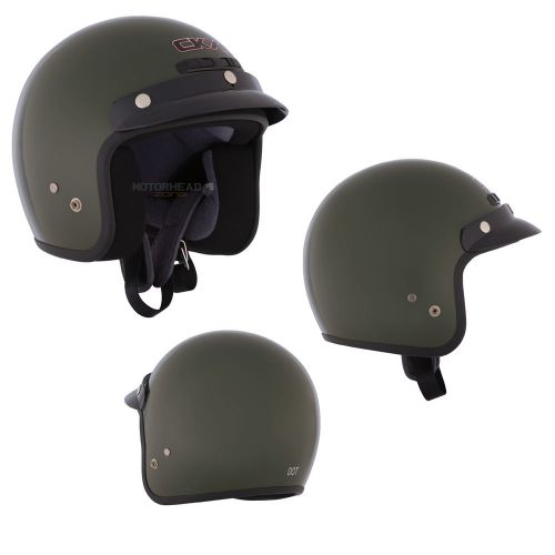 Motorcycle helmet open face scooter glossy green large ckx vg-200 adult