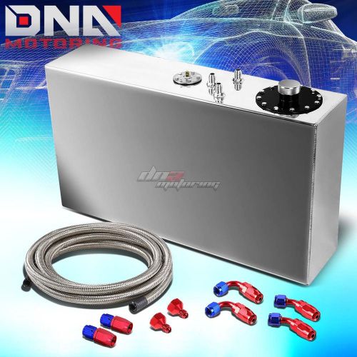 17 gallon top-feed aluminum race slim fuel cell tank+level sender+steel line kit