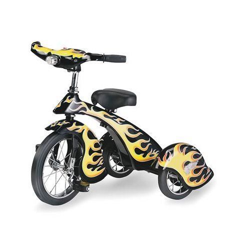 Trike hot rod black with flames chrome headlight solid rubber tires spring seat