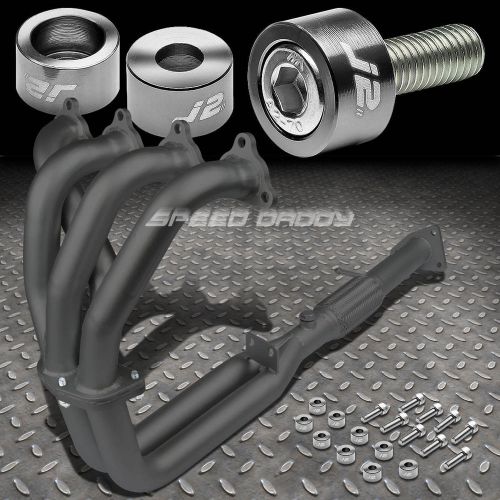 J2 for h23/bb2 black coated exhaust manifold header+gun metal washer cup bolts