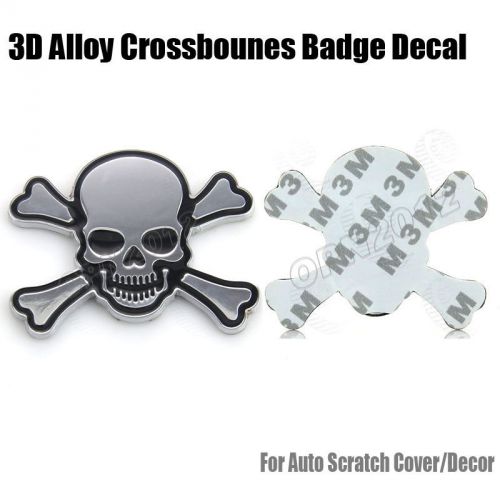 Sliver crossbones pirate metal badge car auto body surface scratch cover decals